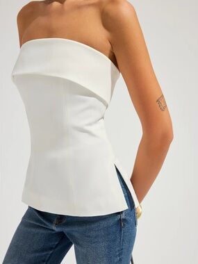 278 Strapless Foldover Side Slit Tube Top